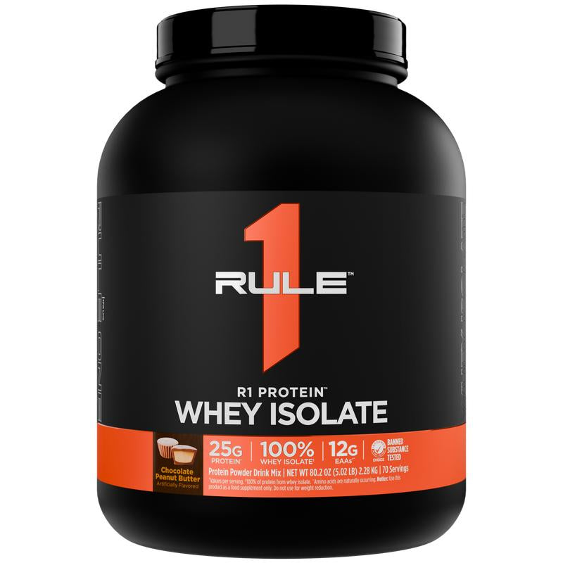 Rule 1 R1 Protein Whey Isolate – 25G Protein & 6G BCAA from Pure Isolated & Hydrolyzed Whey Sources for Muscle Recovery, Workout Support, & Fitness Nutrition, 5 Lb, Made in the USA