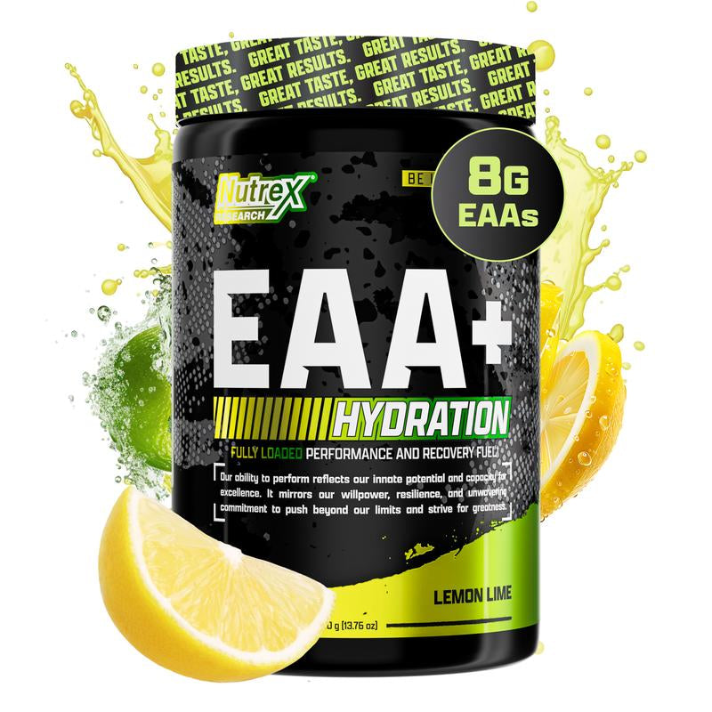 Nutrex Research EAA Hydration Post Workout Recovery Fruit Punch | Eaas + BCAA Powder | 8G Essential Amino Acids + Electrolytes | Muscle Recovery | 30 Servings Supplement Drink