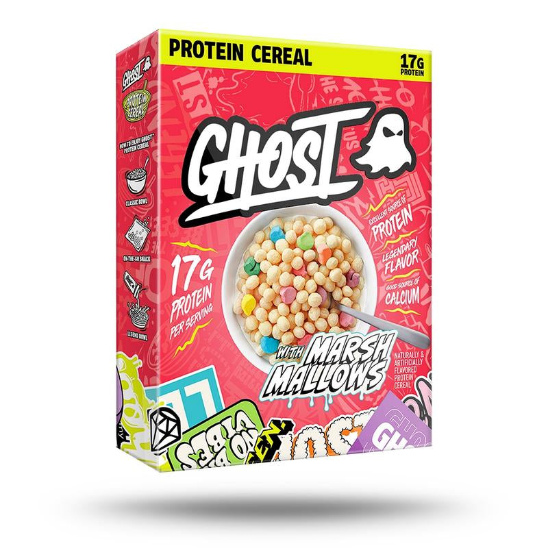 GHOST Protein Cereal, Marshmallows or Peanut Butter Flavor - Contains Lucky Charms Marshmallows or Crunchy Peanut Butter Cereal Puffs - 17G–18G Protein, Good Source of Calcium - Breakfast Cereal & Snack