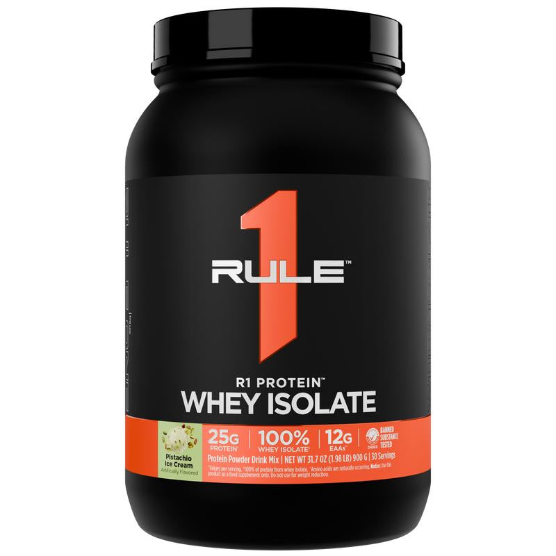 Rule 1 R1 Protein Whey Isolate – 25G Protein & 6G BCAA from Pure Isolated & Hydrolyzed Whey Sources for Muscle Recovery, Workout Support, & Fitness Nutrition, 2 Lb, Made in the USA