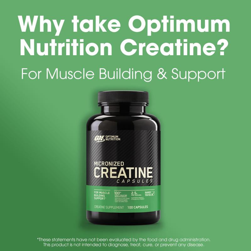 Optimum Nutrition Micronized Creatine Monohydrate Capsules, 2500Mg Healthcare Supplement