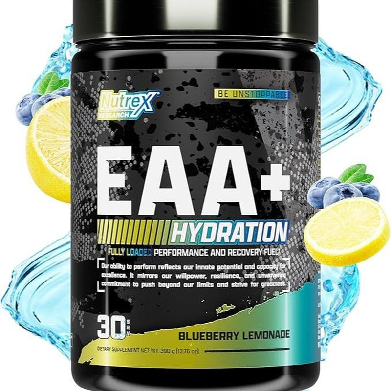 Nutrex Research EAA Hydration | Eaas + Bcaas Powder | Muscle Recovery, Strength, Muscle Building, Endurance | 8G Essential Amino Acids + Electrolytes | 30 Servings, Ideal Gym Diet Fitness Dietary Edible Supplement