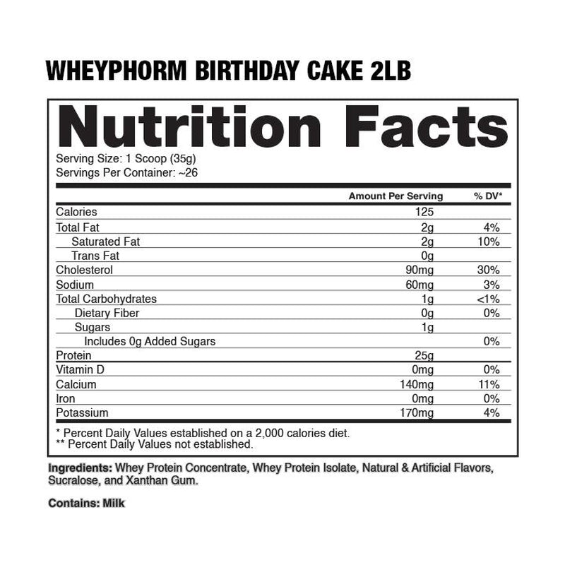Dragon Pharma Wheyphorm Birthday Cake Whey Protein Blend (2Lbs) Supplement Powder