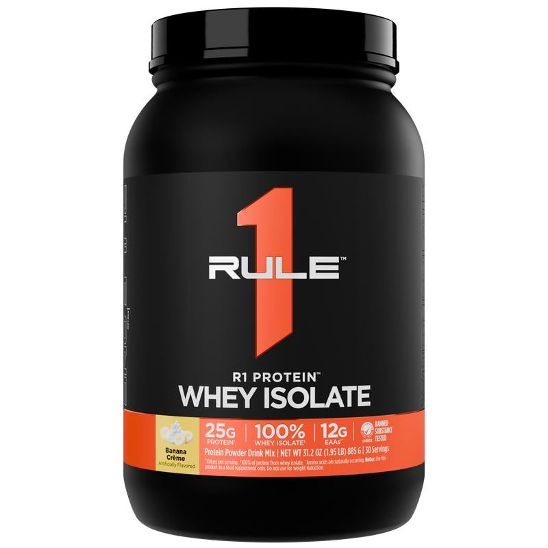 Rule 1 R1 Protein Whey Isolate – 25G Protein & 6G BCAA from Pure Isolated & Hydrolyzed Whey Sources for Muscle Recovery, Workout Support, & Fitness Nutrition, 2 Lb, Made in the USA