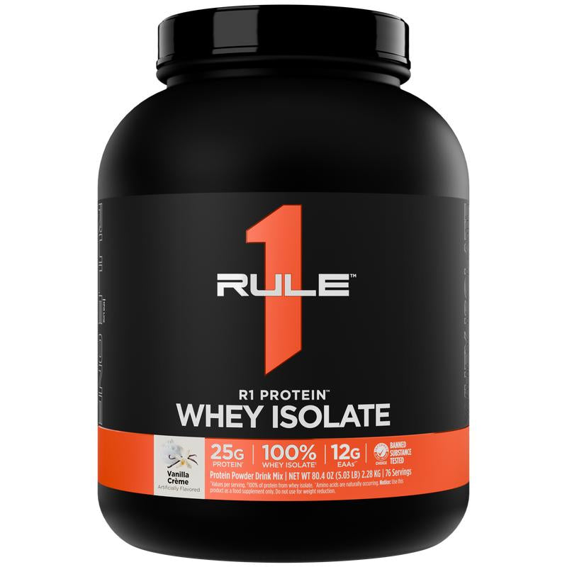 Rule 1 R1 Protein Whey Isolate – 25G Protein & 6G BCAA from Pure Isolated & Hydrolyzed Whey Sources for Muscle Recovery, Workout Support, & Fitness Nutrition, 5 Lb, Made in the USA