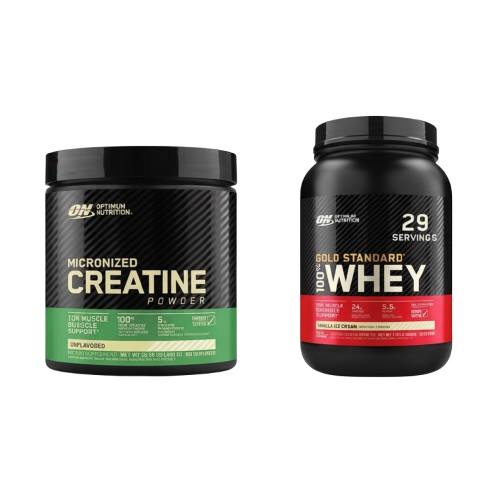 Creatine Powder 60 Srv + Whey 2Lb Optimum Nutrition Vanilla Ice Cream - Bundle