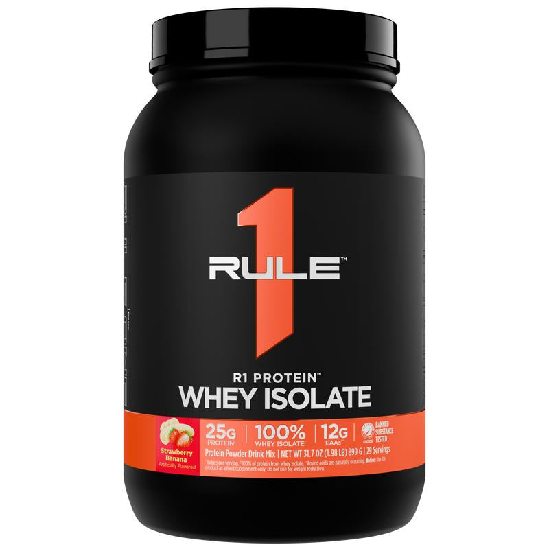Rule 1 R1 Protein Whey Isolate – 25G Protein & 6G BCAA from Pure Isolated & Hydrolyzed Whey Sources for Muscle Recovery, Workout Support, & Fitness Nutrition, 2 Lb, Made in the USA