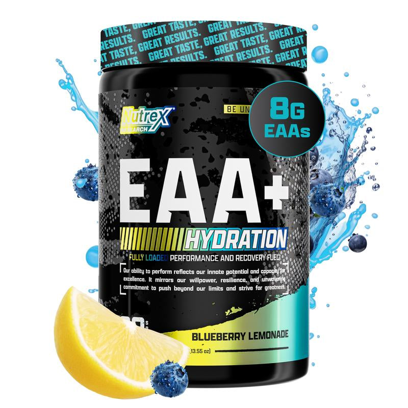 Nutrex Research EAA Hydration Post Workout Recovery Fruit Punch | Eaas + BCAA Powder | 8G Essential Amino Acids + Electrolytes | Muscle Recovery | 30 Servings Supplement Drink