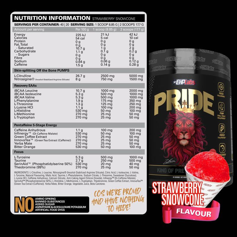 Ehplabs Pride Pre Workout Supplement - Strawberry Snowcone - Caffeine Endurance Healthcare Fitness Dietary Edible Optimum, Pre Workout | New Year New Me