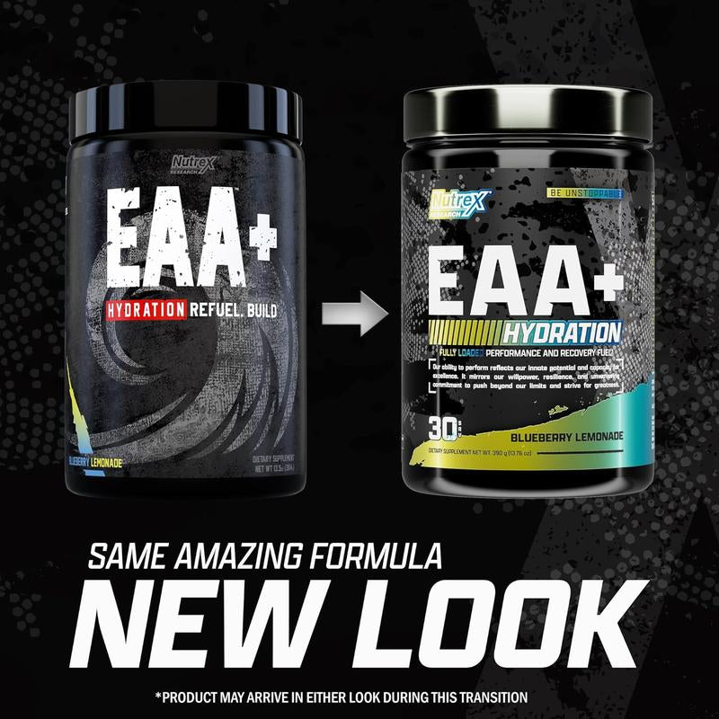 Nutrex Research EAA Hydration | Eaas + Bcaas Powder | Muscle Recovery, Strength, Muscle Building, Endurance | 8G Essential Amino Acids + Electrolytes | 30 Servings, Ideal Gym Diet Fitness Dietary Edible Supplement
