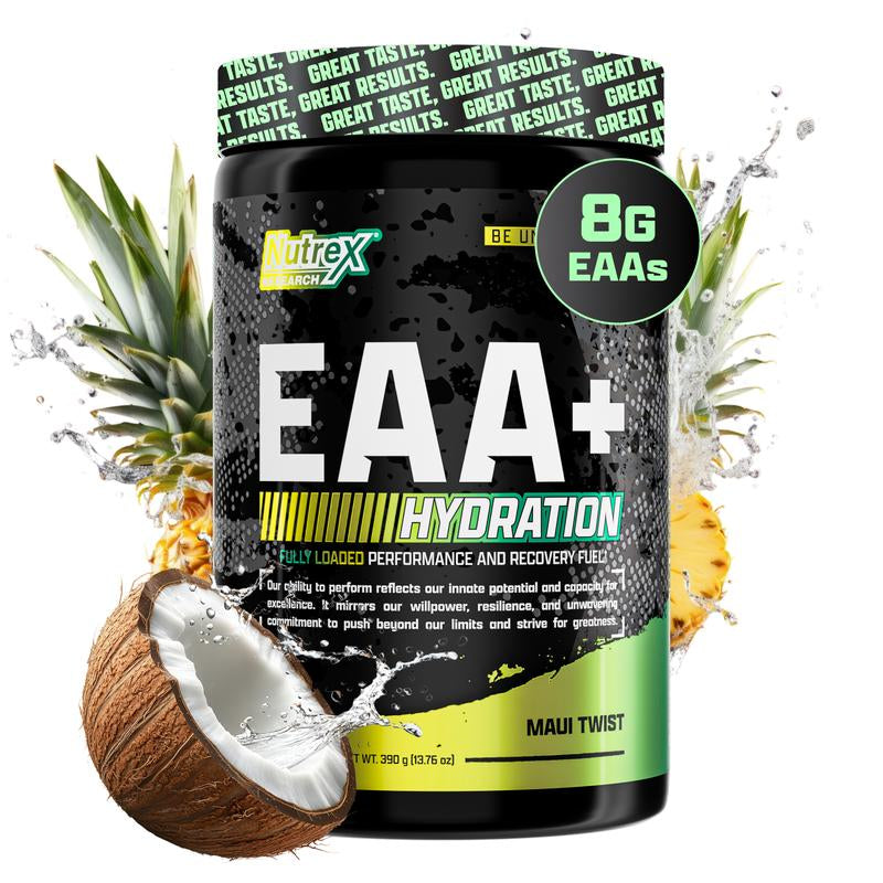 Nutrex Research EAA Hydration Post Workout Recovery Fruit Punch | Eaas + BCAA Powder | 8G Essential Amino Acids + Electrolytes | Muscle Recovery | 30 Servings Supplement Drink