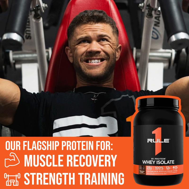 Rule 1 R1 Protein Whey Isolate – 25G Protein & 6G BCAA from Pure Isolated & Hydrolyzed Whey Sources for Muscle Recovery, Workout Support, & Fitness Nutrition, 5 Lb, Made in the USA