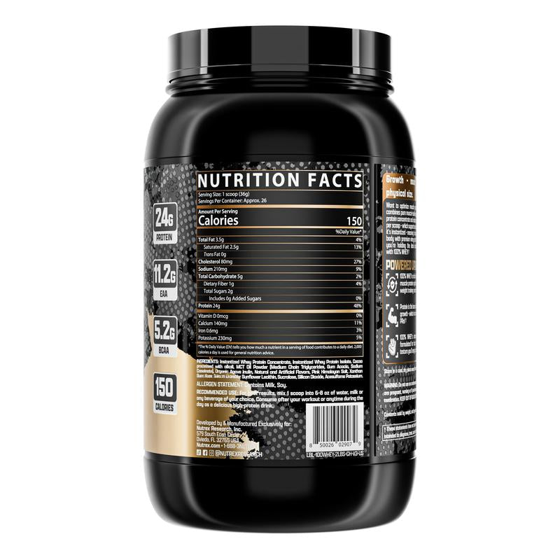 Nutrex Research 100% Whey Protein Powder Supplement