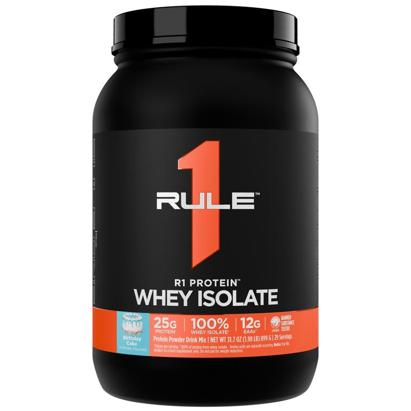 Rule 1 R1 Protein Whey Isolate – 25G Protein & 6G BCAA from Pure Isolated & Hydrolyzed Whey Sources for Muscle Recovery, Workout Support, & Fitness Nutrition, 2 Lb, Made in the USA