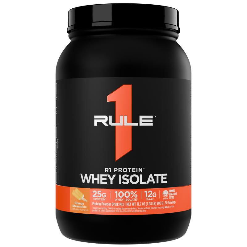 Rule 1 R1 Protein Whey Isolate – 25G Protein & 6G BCAA from Pure Isolated & Hydrolyzed Whey Sources for Muscle Recovery, Workout Support, & Fitness Nutrition, 2 Lb, Made in the USA