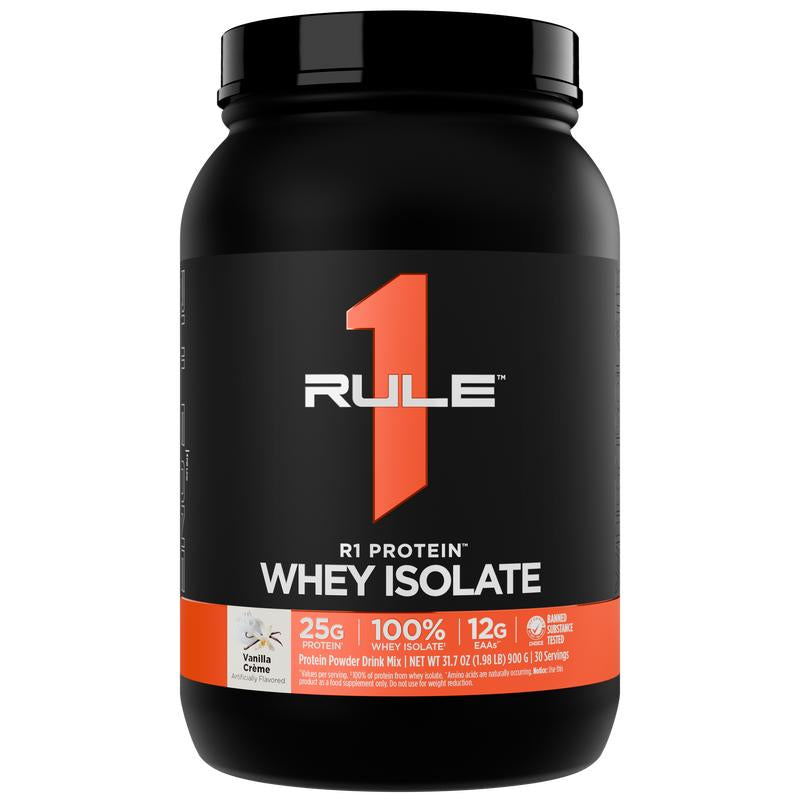 Rule 1 R1 Protein Whey Isolate – 25G Protein & 6G BCAA from Pure Isolated & Hydrolyzed Whey Sources for Muscle Recovery, Workout Support, & Fitness Nutrition, 2 Lb, Made in the USA