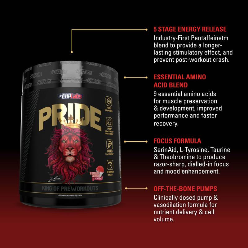 Ehplabs Pride Pre Workout Supplement - Strawberry Snowcone - Caffeine Endurance Healthcare Fitness Dietary Edible Optimum, Pre Workout | New Year New Me