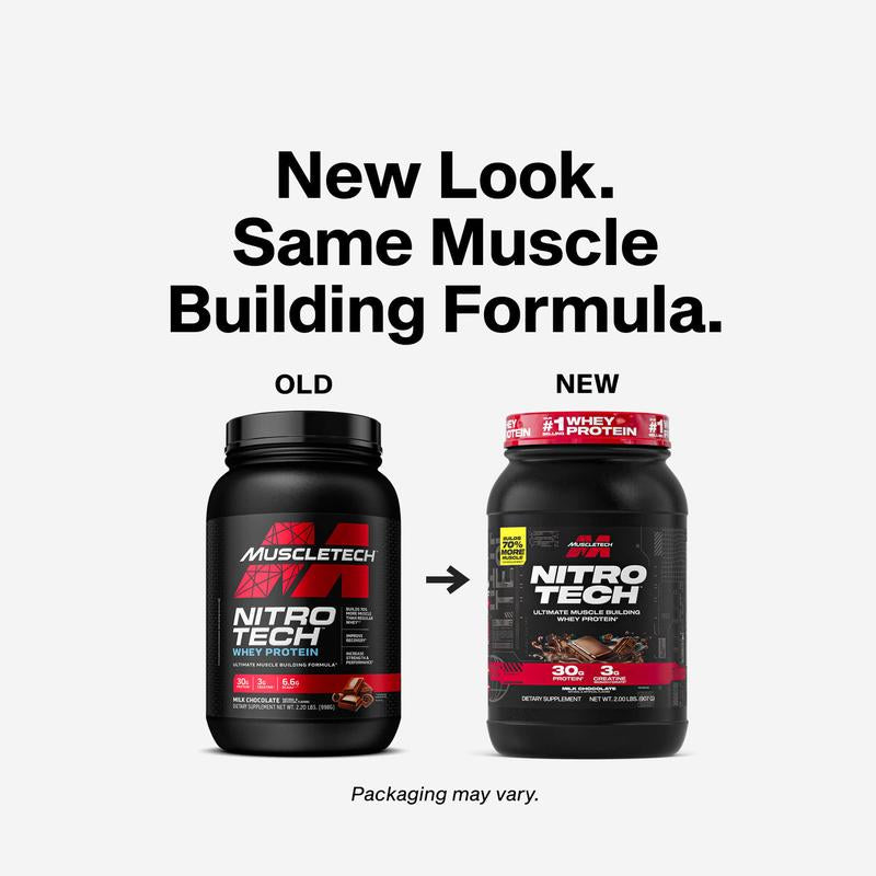 Muscletech Nitro-Tech + Creatine Main Character Energy Stack Ultimate Muscle Building Formula with 30G Protein 3G Creatine & 6.8G BCAA for Muscle Gains