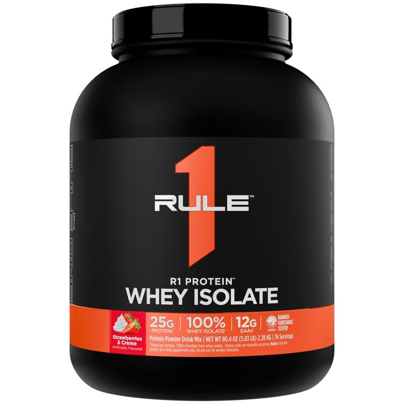 Rule 1 R1 Protein Whey Isolate – 25G Protein & 6G BCAA from Pure Isolated & Hydrolyzed Whey Sources for Muscle Recovery, Workout Support, & Fitness Nutrition, 5 Lb, Made in the USA