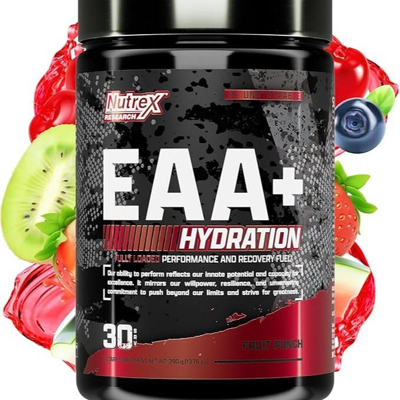 Nutrex Research EAA Hydration | Eaas + Bcaas Powder | Muscle Recovery, Strength, Muscle Building, Endurance | 8G Essential Amino Acids + Electrolytes | 30 Servings, Ideal Gym Diet Fitness Dietary Edible Supplement