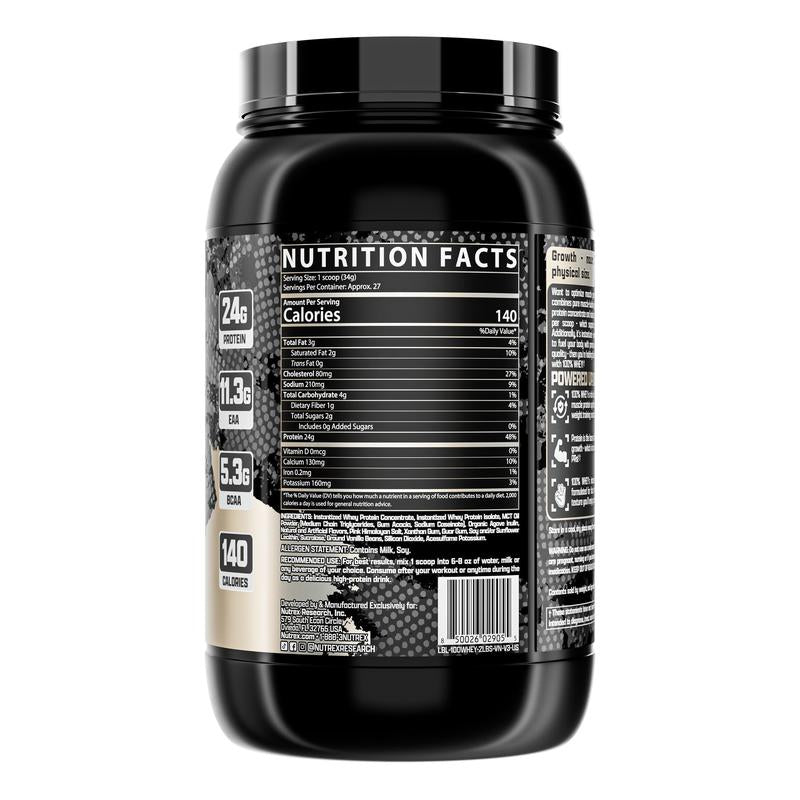 Nutrex Research 100% Whey Protein Powder Supplement