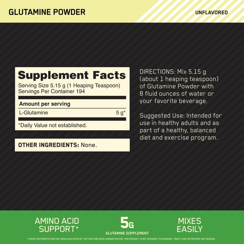 Optimum Nutrition L-Glutamine Muscle Recovery Powder Healthcare Supplement