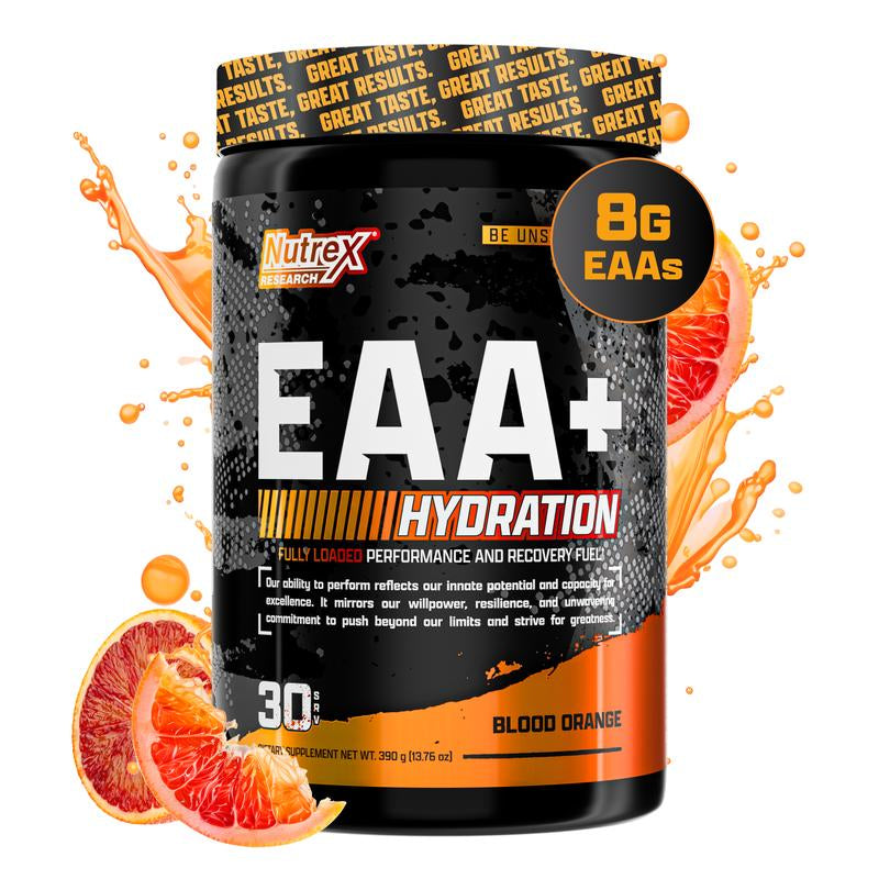 Nutrex Research EAA Hydration Post Workout Recovery Fruit Punch | Eaas + BCAA Powder | 8G Essential Amino Acids + Electrolytes | Muscle Recovery | 30 Servings Supplement Drink