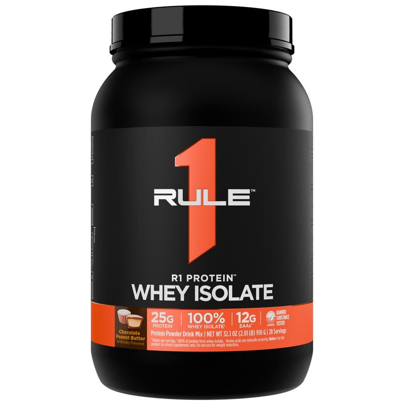 Rule 1 R1 Protein Whey Isolate – 25G Protein & 6G BCAA from Pure Isolated & Hydrolyzed Whey Sources for Muscle Recovery, Workout Support, & Fitness Nutrition, 2 Lb, Made in the USA