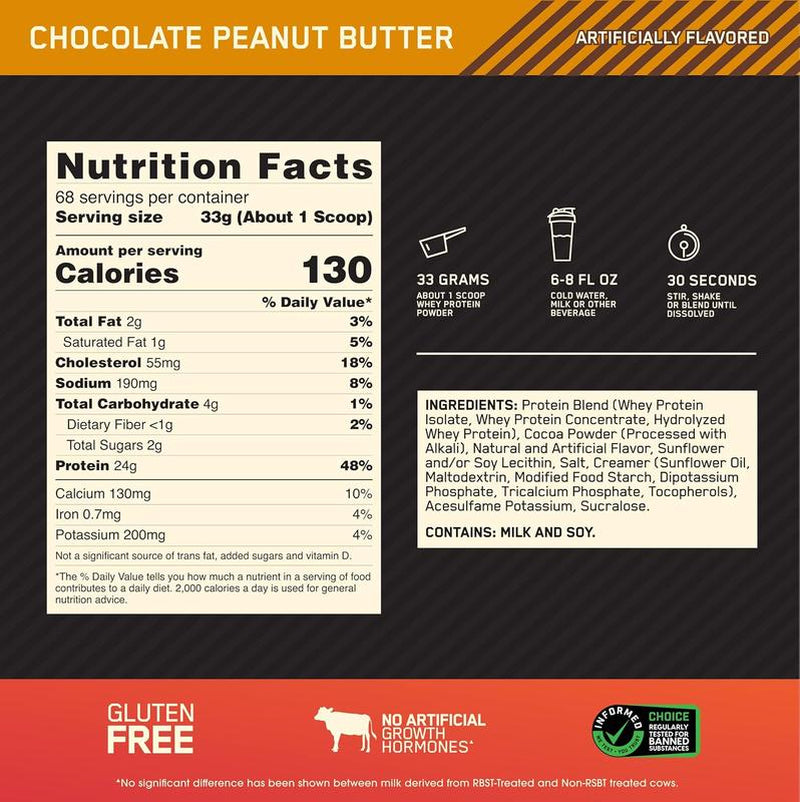 Optimum Nutrition Gold Standard 100% Whey Protein | Banana Cream & Chocolate Peanut Butter, 5 Lbs