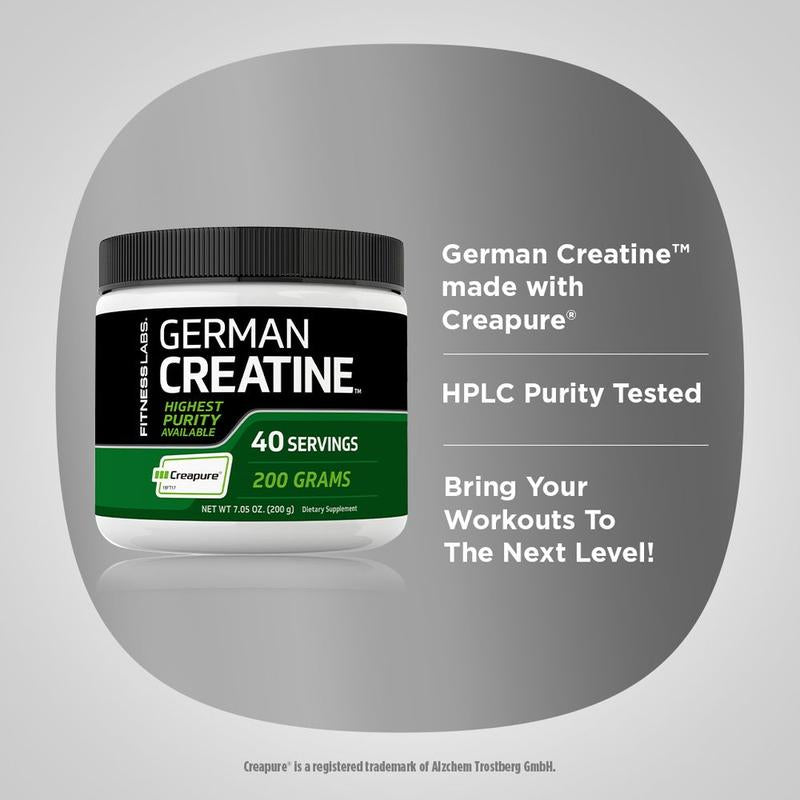 Fitness Labs German Creatine Powder | 7.05 Oz | 39 Servings | Creapure | Monohydrate Powder | Non-Gmo, Gluten Free Supplement