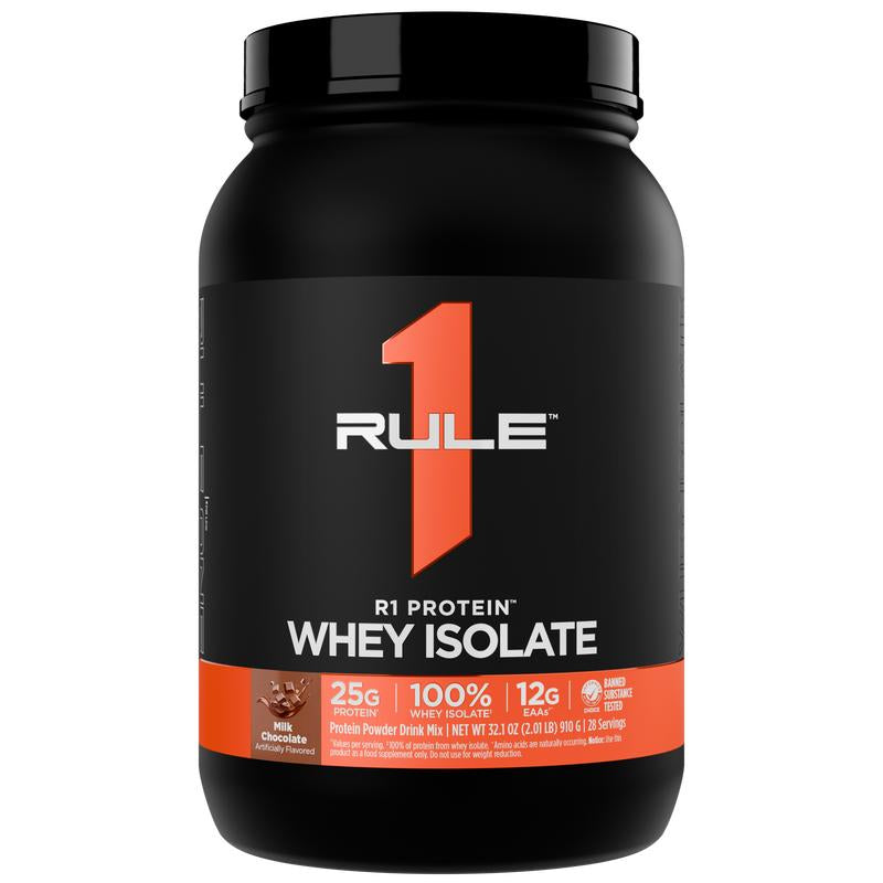 Rule 1 R1 Protein Whey Isolate – 25G Protein & 6G BCAA from Pure Isolated & Hydrolyzed Whey Sources for Muscle Recovery, Workout Support, & Fitness Nutrition, 2 Lb, Made in the USA