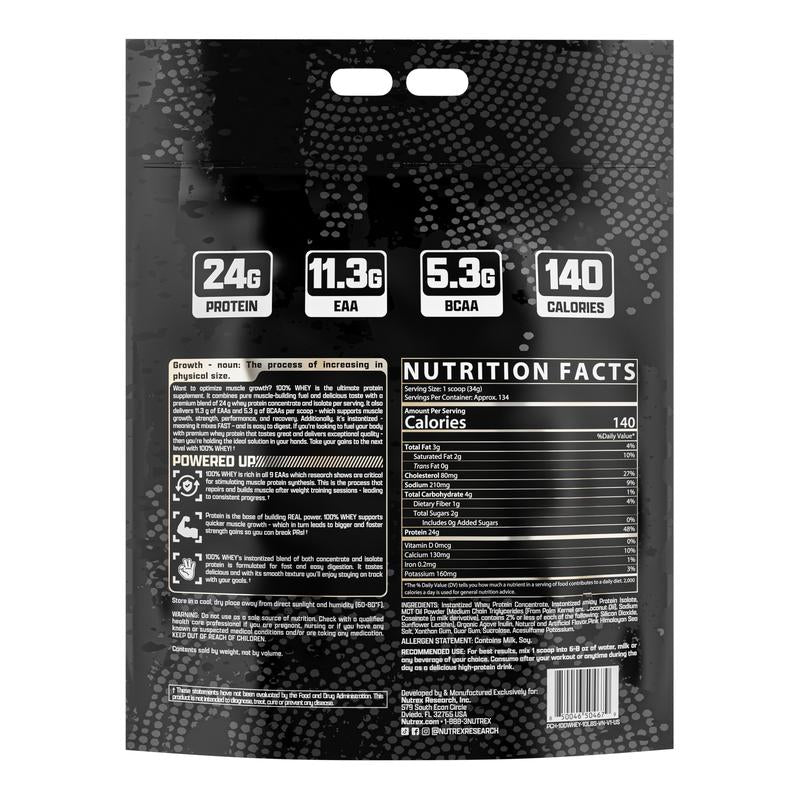 Nutrex Research 100% Whey Protein Powder Supplement 10 Pound with 24G Protein | Perfect for Muscle Building and Recovery