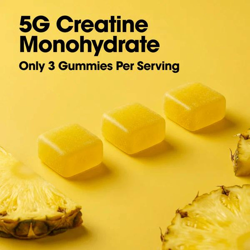 Optimum Nutrition Creatine Gummies (Pineapple) – 5G Creatine per Serving, 75 Gummies (25 Servings) – Muscle, Power, Strength & Training Volume Support + Post-Workout Recovery – No Mixing, Gluten Free, No Synthetic Colors | Creatine Gummies Women