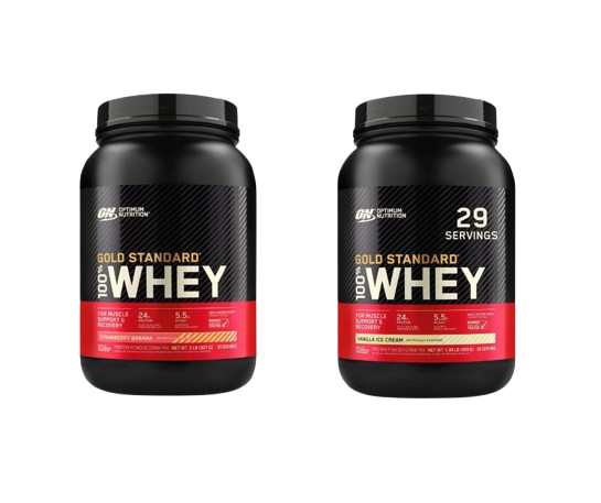 Optimum Nutrition Gold Standard 100% Whey Protein | Strawberry Banana & Vanilla Ice Cream , 2 Lbs
