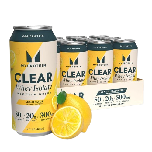 Myprotein Clear Whey Isolate Protein Water | 1 Case (12 Cans) | 20G Protein for 80 Calories, 300Mg Electrolytes, Zero Sugar